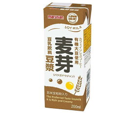 マルサンアイ 豆乳飲料 麦芽豆ジャン 200ml紙パック×24本入｜ 送料無料 豆乳 麦芽コーヒー 有機栽培大豆 200ml