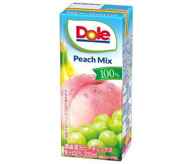 【送料無料・メーカー/問屋直送品・代引不可】雪印メグミルク Dole(ドール) ピーチミックス 100% 200ml紙パック×18本入×(2ケース)｜ もも ぶどう バナナ レモン 果汁100% ジュース