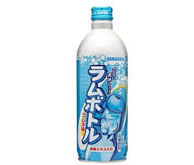 サンガリア ラムボトル 500gボトル缶×24本入×(2ケース)｜ 送料無料 ラムネ ソーダ サイダー 炭酸 スパークリング