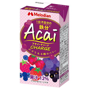 メロディアン Acai Charge(アサイー チャージ) 125ml紙パック×24本入×(2ケース)| 送料無料 果汁飲料 ベリー アサイー いちご ブルーベリー カシス ラズベリー 鉄分