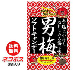【全国送料無料】【ネコポス】ノーベル製菓 男梅ソフトキャンデー 35g×6袋入｜お菓子 飴・キャンディー 袋 ソフトキャンディ 濃厚梅干し味
