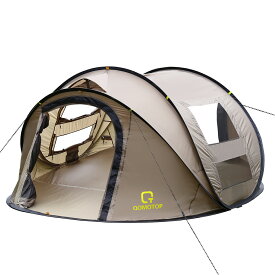 QOMOTOP ワンタッチテント ポップアップテント キャンプ ドームテント キャンプテント 4人 5人 6人 投げるだけ 3秒間設営 簡単設置 通気性 防風 防雨 公園 野営 収納バッグ付 軽量 一人で 組み立て おしゃれテント 収納しやすい
