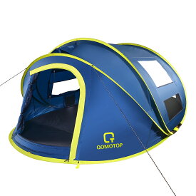 QOMOTOP ワンタッチテント ポップアップテント キャンプ ドームテント キャンプテント 4人 5人 6人 投げるだけ 3秒間設営 簡単設置 通気性 防風 防雨 公園 野営 収納バッグ付 軽量 一人で 組み立て おしゃれテント 収納しやすい