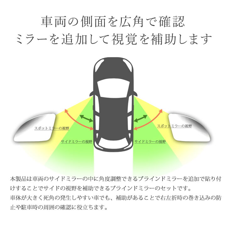 楽天市場】ブラインドスポットミラー 死角 2個セット ドアミラー 