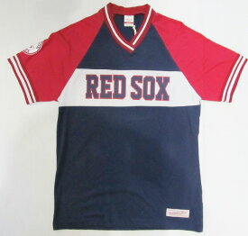 AF14)MITCHELL&NESS「RED SOX」VネックTシャツ半袖（3454A)☆US購入