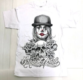 PRO TEAM VIDA LOCA ピエロ レディ柄 Tシャツ半袖/白/LA/HIPHOP/M/L/XL/2XL/3XL/大きいサイズ/ヘビー/BF69/B系