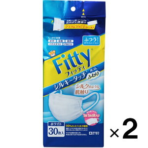 フィッティ シルキータッチ 耳ゴムふわり ホワイト ふつうサイズ(個別包装) 30枚入×2個【タマガワエーザイ】【送料無料】