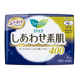 花王 ロリエ しあわせ素肌 ふんわりタイプ 特に多い夜用 羽つき 400 7コ入 【医薬部外品】
