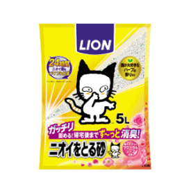 LION ライオン商事 ニオイをとる砂 フローラルソープの香り 5L×1袋 1注文につき4袋まで 猫砂 固める 消臭