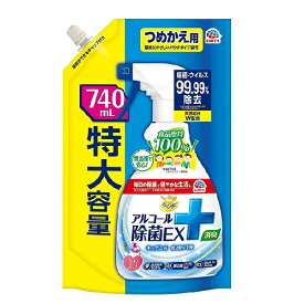 【楽天スーパーSALE 3％OFFクーポン 6/11 01:59迄】【送料無料】【P414】アース製薬株式会社らくハピ アルコール除菌EX つめかえ 740ml【ドラッグピュア楽天市場店】【RCP】【△】【▲2】