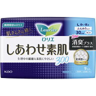 花王株式会社　ロリエ しあわせ素肌 消臭プラス　 多い夜用 30cm 羽つき　9個入【医薬部外品】＜生理用品…