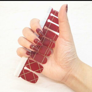 【メーカー直送品(代引き不可)※メール便発送】株式会社アダチ a-fre(エーフレ) Line(Red&Gold) ライン(レッド&ゴールド)9サイズ×2枚(合計指18本分)<マーブル風?ハーフムーン風?フ