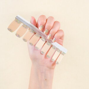【メーカー直送品(代引き不可)※メール便発送】株式会社アダチ a-fre(エーフレ) Half Moon(Beige&Gold glitter) ハーフムーン(ベージュ&ゴールドグリッター)9サイズ×2枚(合計指18本分)<