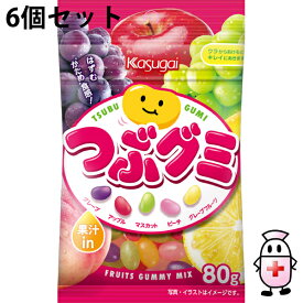 【本日楽天ポイント5倍相当】【送料無料】春日井製菓株式会社つぶグミ　80g×6個セット＜はずむかための歯ごたえ。果汁イン＞【ドラッグピュア楽天市場店】【△】【CPT】【□】