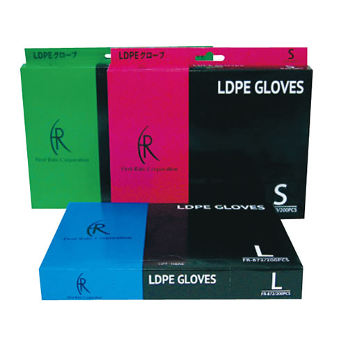片エンボス加工のポリエチレン手袋 LDPEグローブ 1箱(200枚) (選べるサイズ： M ・ L ) ファーストレイト 手袋 ポリエチレン アレルギー 使い捨て グローブ クリアー グリーンポリエチレン 左右兼用
