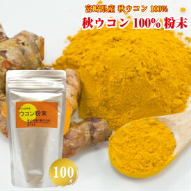 ウコン粉末 うこん パウダー 【国産】 秋ウコン 100% 粉末 100g 【送料別】 宮崎県産 ターメリック クルクミン サプリ サプリメント ポイント消化 買い回り グルメ 産直 自社製造 産直 最安挑戦