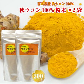 ウコン粉末 うこん パウダー 【国産】 秋ウコン 100% 粉末 100g×2袋 【送料別】 宮崎産 ターメリック クルクミン サプリ サプリメント ポイント消化 買い回り グルメ 産直 自社製造 産直 最安挑戦