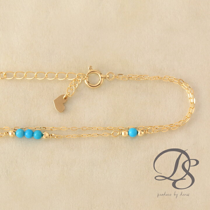 K18 18金 ターコイズ ブレスレット アンクレット（金のブレスレット  