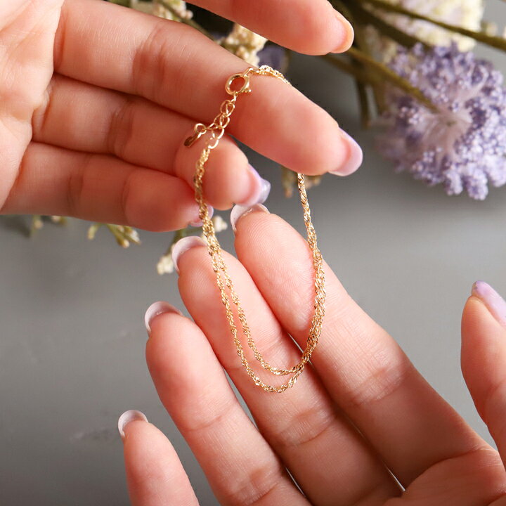 楽天市場】18金 ブレスレット k18 レディース シンプル 2連 ダブル  