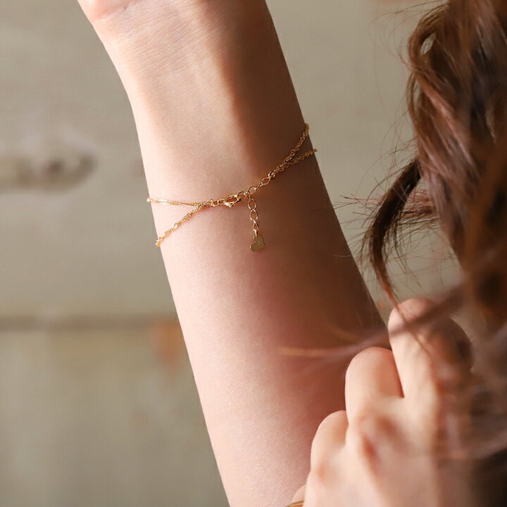 楽天市場】18金 ブレスレット k18 レディース シンプル 2連 ダブル  