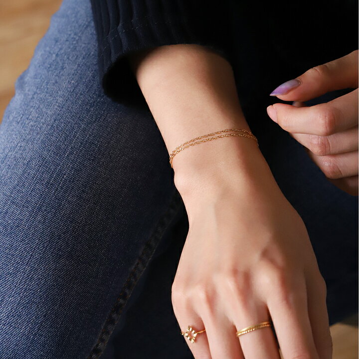 楽天市場】18金 ブレスレット k18 レディース シンプル 2連 ダブル  