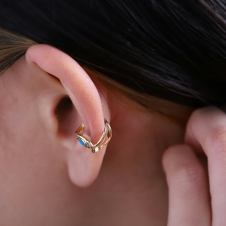 楽天市場】イヤーカフ 18 金 k18 レディース シンプル 天然石  