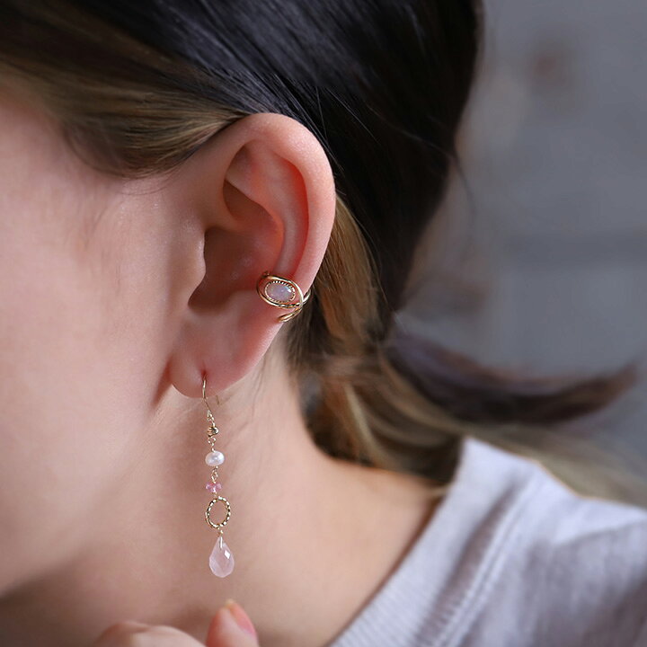 楽天市場】イヤーカフ 18 金 k18 レディース シンプル 天然石  