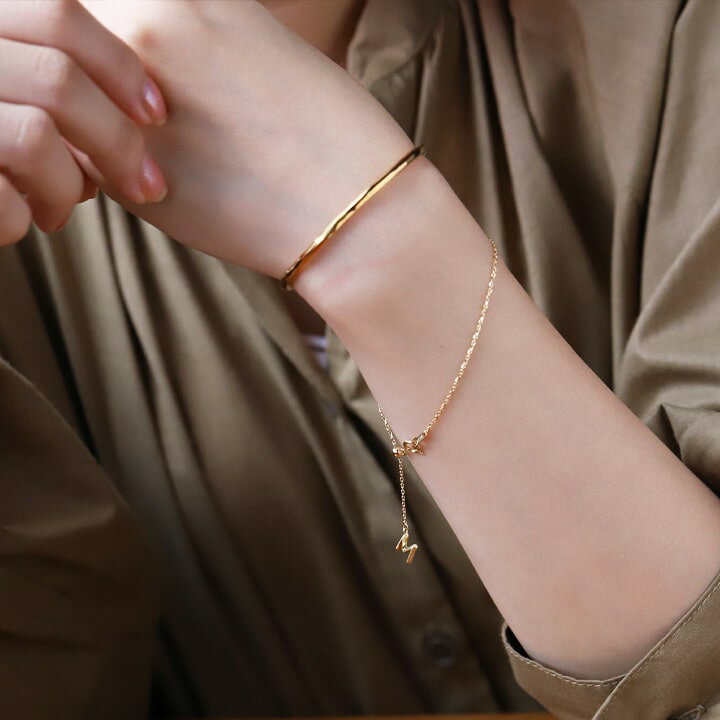 楽天市場】18金 ブレスレット k18 レディース シンプル イニシャル  