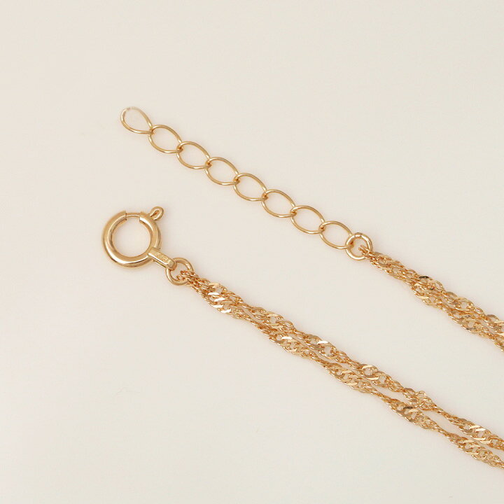 K18 18金 アンクレット ベネチアンチェーン2連 デザイン スキン  