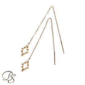 18金 ピアス 18k 18金ピアス レディース シンプル オープン ひし形 モチーフ マット ピンクゴールド プラチナ ゴールド 金ピアス k18 金属アレルギー対応 揺れる 垂れ シンプルピアス アメリカン チェーンピアス 両耳 18kピアス 18 金 アレルギー 対応 k18ピアス