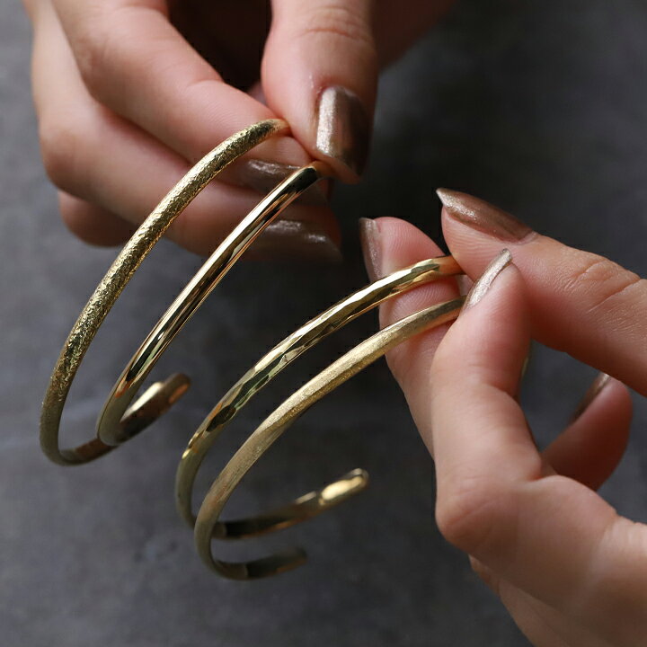 楽天市場】k18 バングル 地金 18k ブレスレット 18金 レディース 4種の  