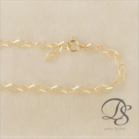 【Xmas先行1500円クーポン 25日まで】 18金 ブレスレット k18 レディース シンプル ひし形 デザイン 3.1mm幅 フリー 調整 k18ブレスレット ゴールド チェーン のみ だけ ブレスレットチェーン つけっぱなし k18 18金ブレスレット 18k 最長 17.5cm 調整可能