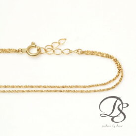 【Xmas先行1500円クーポン 25日まで】 18金 ブレスレット k18 レディース シンプル 2連 ベネチアン ツイスト 0.7mm k18ブレスレット ゴールド チェーン のみ だけ ブレスレットチェーン つけっぱなし 極細 華奢 k18 18金ブレスレット 18k