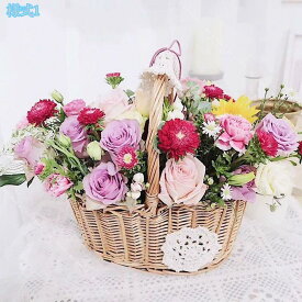500円OFFクーポン 編みバスケット フラワーバスケット 収納バスケット ピクニックバスケット お菓子入れ 果物入れ 野菜入れ 手編みかご お買い物籠 花かご おしゃれ かわいい 小物入れ アウトドア 家庭用 ds-store