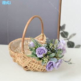 500円OFFクーポン 編まれたバスケット 収納バスケット 籐製 フラワーバスケット 花かご 編みかご ピクニックバスケット 野菜かご 手編みかご 籐 ラタン 市場かご 可愛い 小物入れ 果物かご 家庭用 ds-store