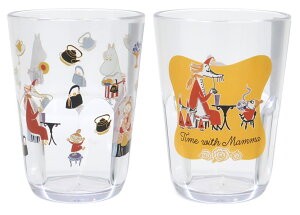 ムーミン クリアタンブラー 2種セット(Time with Mamma ちらし・ワンポイント) 370ml カミオジャパン