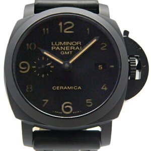【最大32,000円OFFクーポン7/1〜】【DS KATOU】 PANERAI パネライ ルミノール1950 チェラミカ GMT PAM00441 メンズ オートマ 裏スケ O番 黒文字盤 【中古】