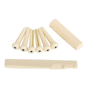 6弦 アコースティックギター用 サドル ナット ブリッジピン ABSプラスチック製 クリーム色