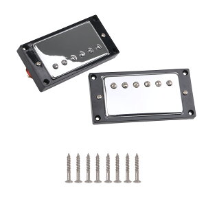 ハムバッカーピックアップ フロント&リアセット LPエレキギター用 ブラックフレーム クロム