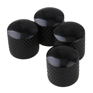 4個入 エレキギターノブ ボリュームポット用 メタル製 滑り止め ブラック