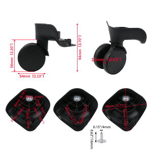 1ペア TZX6 スーツケース キャスター 交換キット スイベルホイール タイヤ 車輪 コロコロ 補修 取り替え ブラック