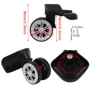 1ペア 603DT スーツケース キャスター 交換キット スイベルホイール タイヤ 車輪 コロコロ 補修 取り替え ブラック