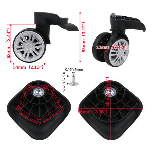 1ペア 小601T スーツケース キャスター 交換キット スイベルホイール タイヤ 車輪 コロコロ 補修 取り替え ブラック