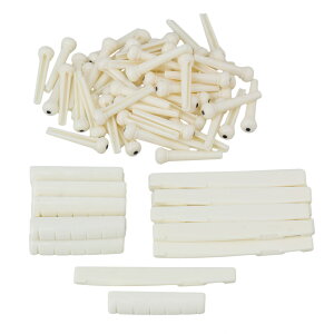 10セット 6弦 アコースティックギター用 サドル ナット ブリッジピン ABSプラスチック製 クリーム色