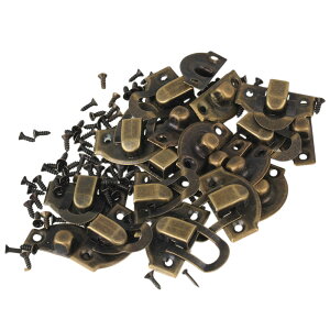 29x27mm A011 アンティーク ゴールド ボックス ハスプ アイアン ロック キャッチ ラッチ ブロンズ 10個パック