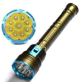 ダイビングライト 14000 ルーメン 水中ライト 防水ライト LEDハンディライト Diving Flashlight 9 x CREE xm-l2 led＋ 正規品 TrustFire 保護回路付き 18650リチウムイオン電池(3400mAh)* 3 付＋USB型 1本用充電器＋USB型 2本用充電器付き