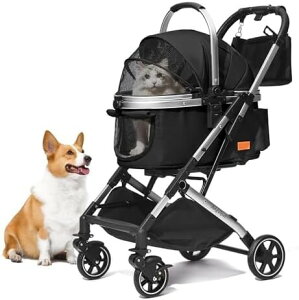 Angelpet ペットカート 分離型 猫 犬用 バギー いぬ用 4輪 前輪360°回転 前後輪ブレーキ付き 組み立て簡単 コンパクト