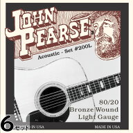 6セット John Pearse #200L Light 012-053 80/20 Bronze ジョン ピアース アコギ弦