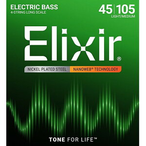 Elixir Nanoweb Bass #14077 Light/Medium 045-105 �G���N�T�[ �R�[�e�B���O�� �x�[�X��