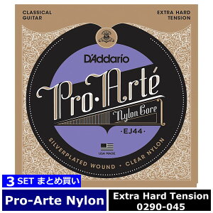3�Z�b�g D'Addario EJ44 Pro Arte Nylon Silver/Clear Extra Hard �_�_���I �N���V�b�N��